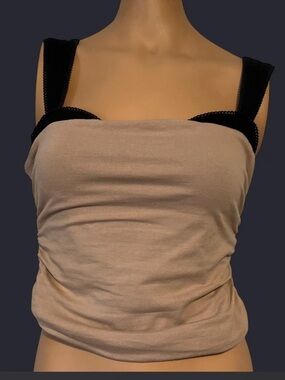 2 Free People Tops Beige Tube Tank with Black Strap Detail & brown tank